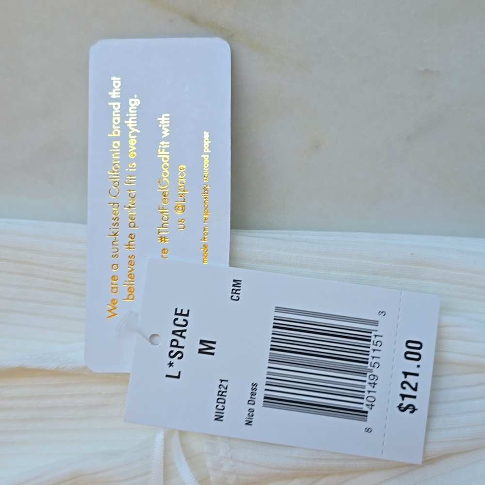 NWT L'Space Nico cut-out midi dress in cream size medium - Picture 11 of 14